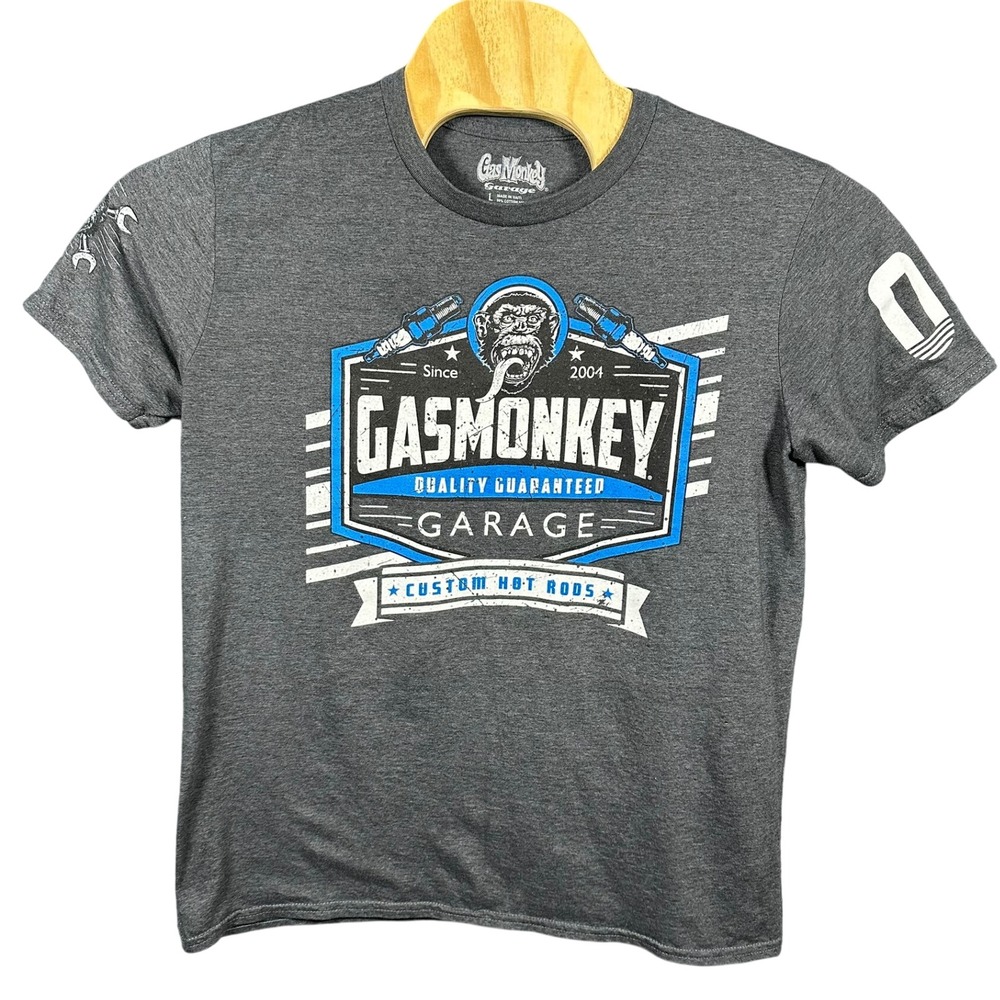 Gas Monkey Garage Mens Heather Gray Custom Hot Rods Graphic T-Shirt Large